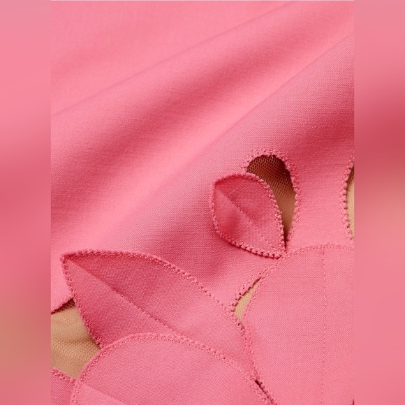 *$2190 NEW OSCAR DE LA RENTA CARNATION PINK FLOWER CUT OUT DAY DRESS US 2 - Picture 6 of 10